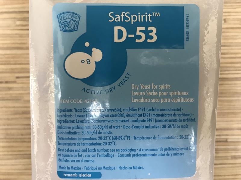 Дрожжи спиртовые активные "SAFSPIRIT D53" 500g (для солода и зерна)