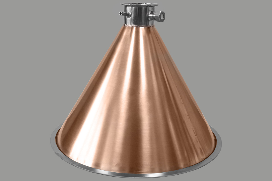 Медная конусная крышка "аламбик" для кубов ХД-3d-50, 75 литров/УПВК 50,75,80 литров (D400)
