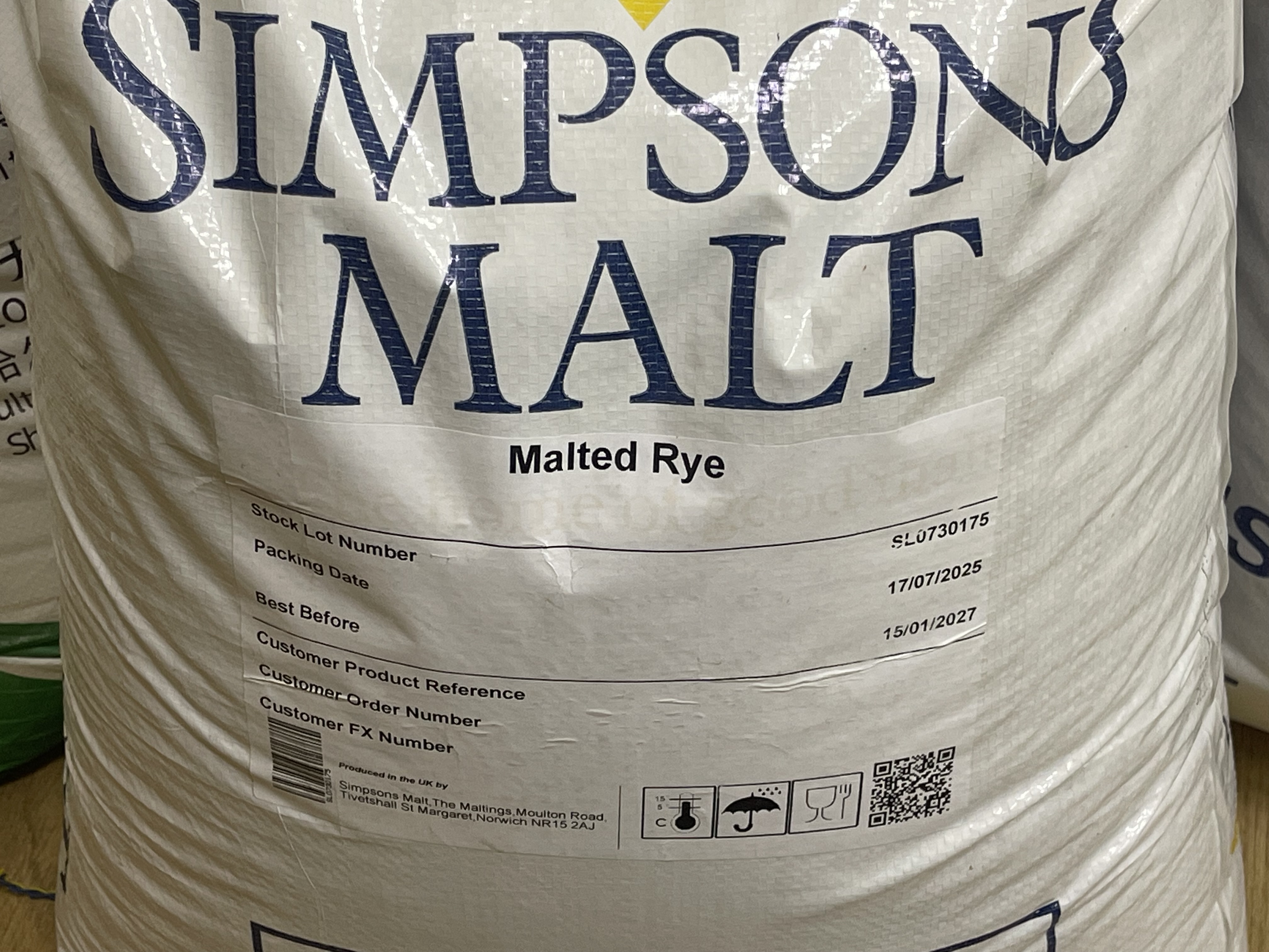 Солод SIMPSONS  MALT RYE (РЖАНОЙ)  мешок 25 кг