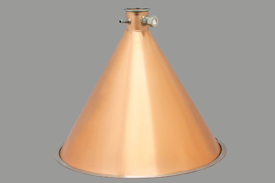 Медная конусная крышка "аламбик" для кубов ХД-2d-50, 75 литров/УПВК 50,75,80 литров (D400)