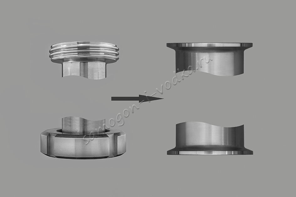 Соединение верх и низ кламп 2.0" (DN50) вместо соединения молочная муфта ДУ40