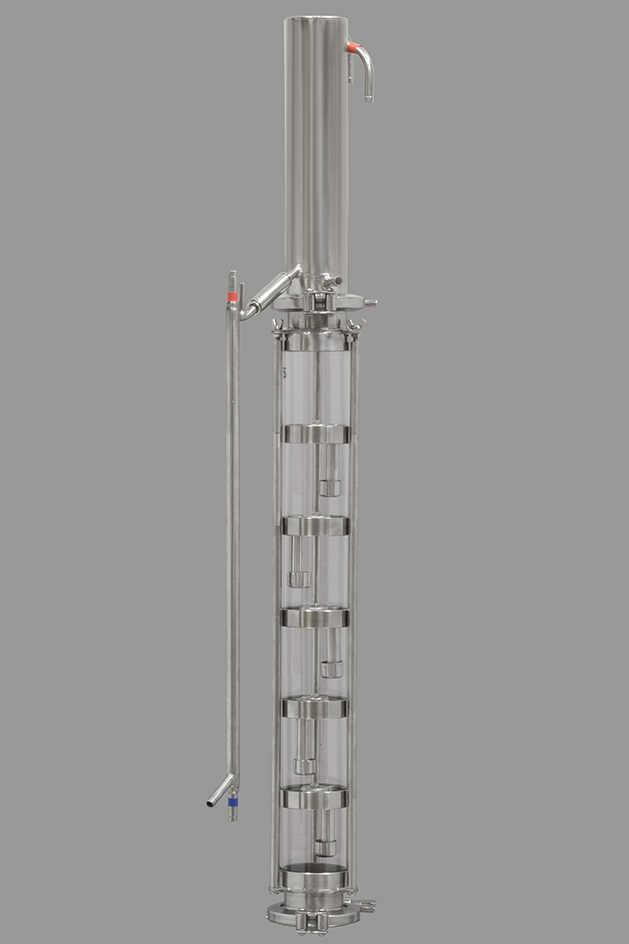 Модульная тарельчатая колонна нерж (Д58) ХД-2d в сборе с дефлегматором и малым холодильником