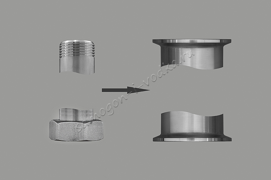Соединение верх и низ кламп 2.0" (DN50) вместо соединения 1" 