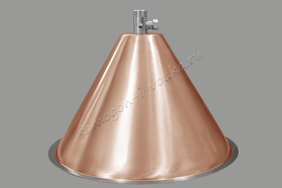 Медная конусная крышка "аламбик" для кубов 76, 100 литров/УПВК 100,120,150 литров (D530) v2.0