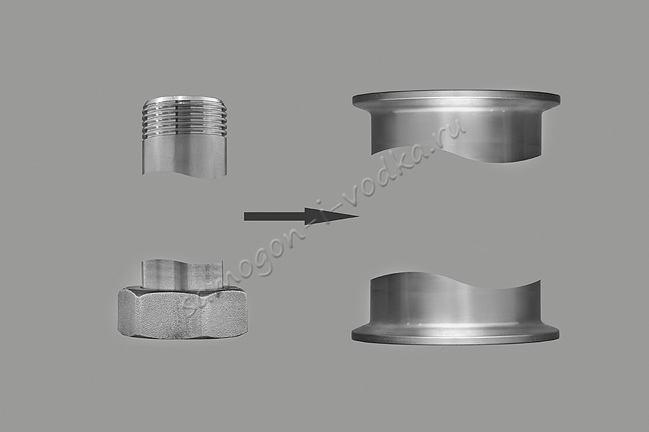 Соединение верх и низ кламп 2.5" вместо соединения 1" 