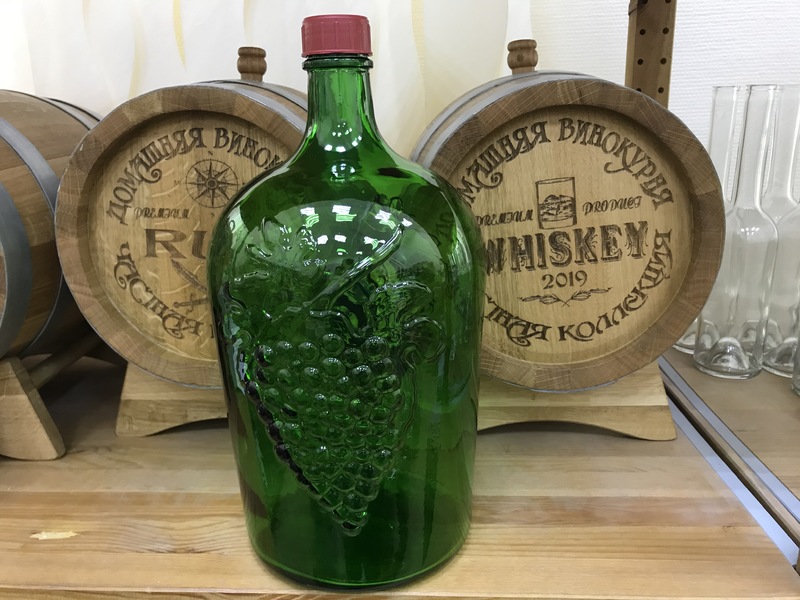 Бутыль 5л с пробкой зелёная "Лоза"