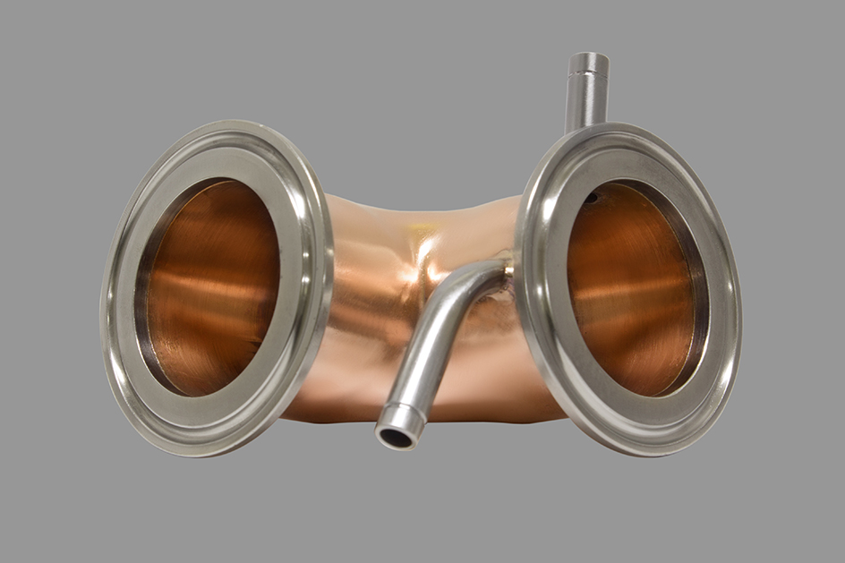 Полуотвод медный на 90 градусов со штуцерами ХД-2d