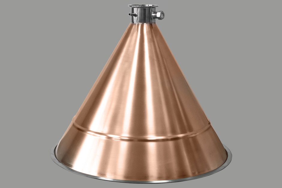 Медная конусная крышка "аламбик" для кубов ХД-3d-76, 100 литров/УПВК 100,120,150 литров (D530)
