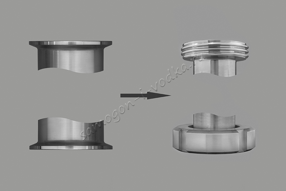 Соединение верх и низ молочная муфта ДУ40 (ХД/3) вместо соединения кламп 2.0"(DN50)