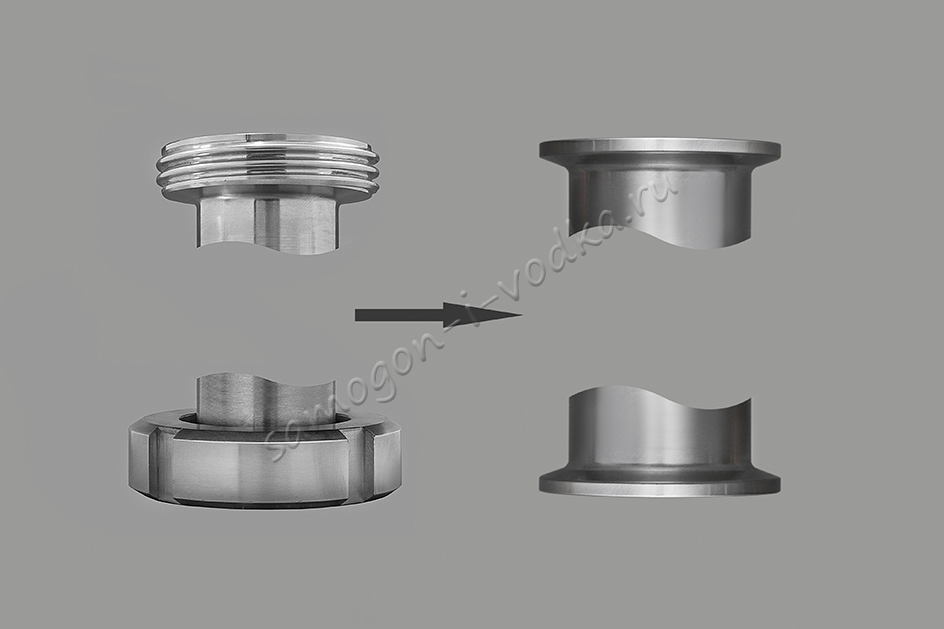 Соединение верх и низ кламп 1.5" (DN40) вместо соединения молочная муфта ДУ40