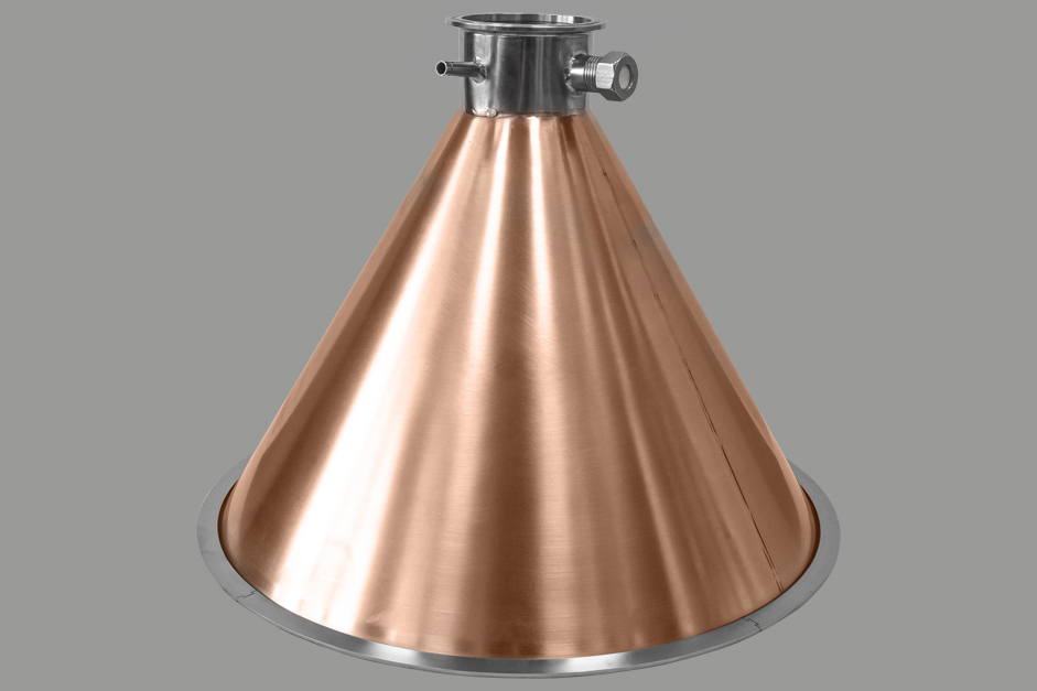 Медная конусная крышка "аламбик" для кубов ХД-3d-37 литров (D360)