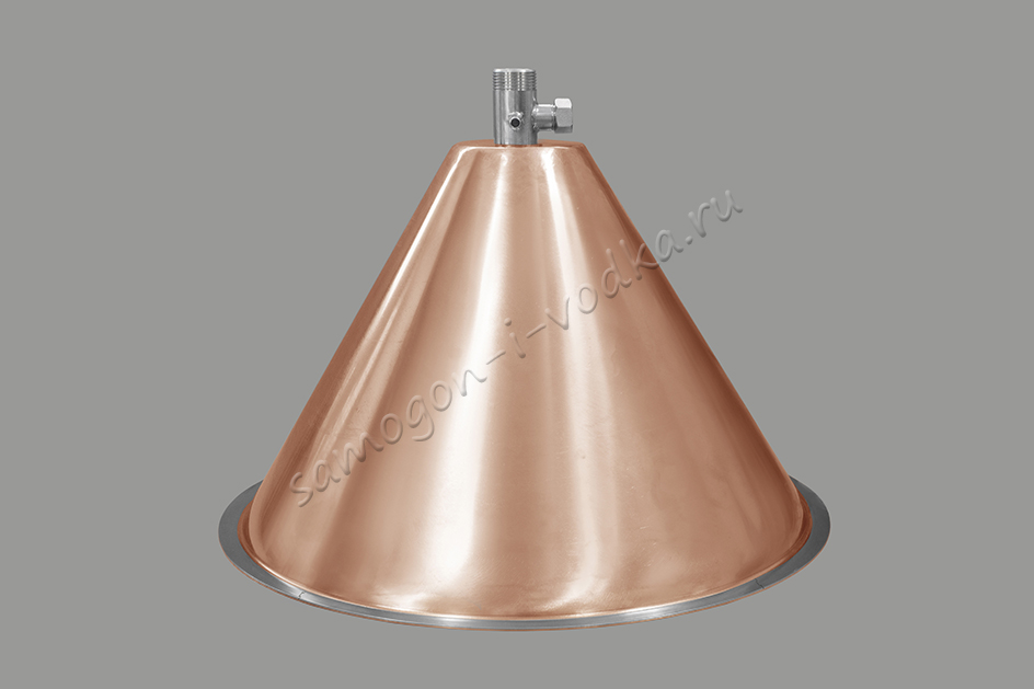 Медная конусная крышка "аламбик" для кубов 50, 75 литров/УПВК 50,75,80 литров (D400) v2.0
