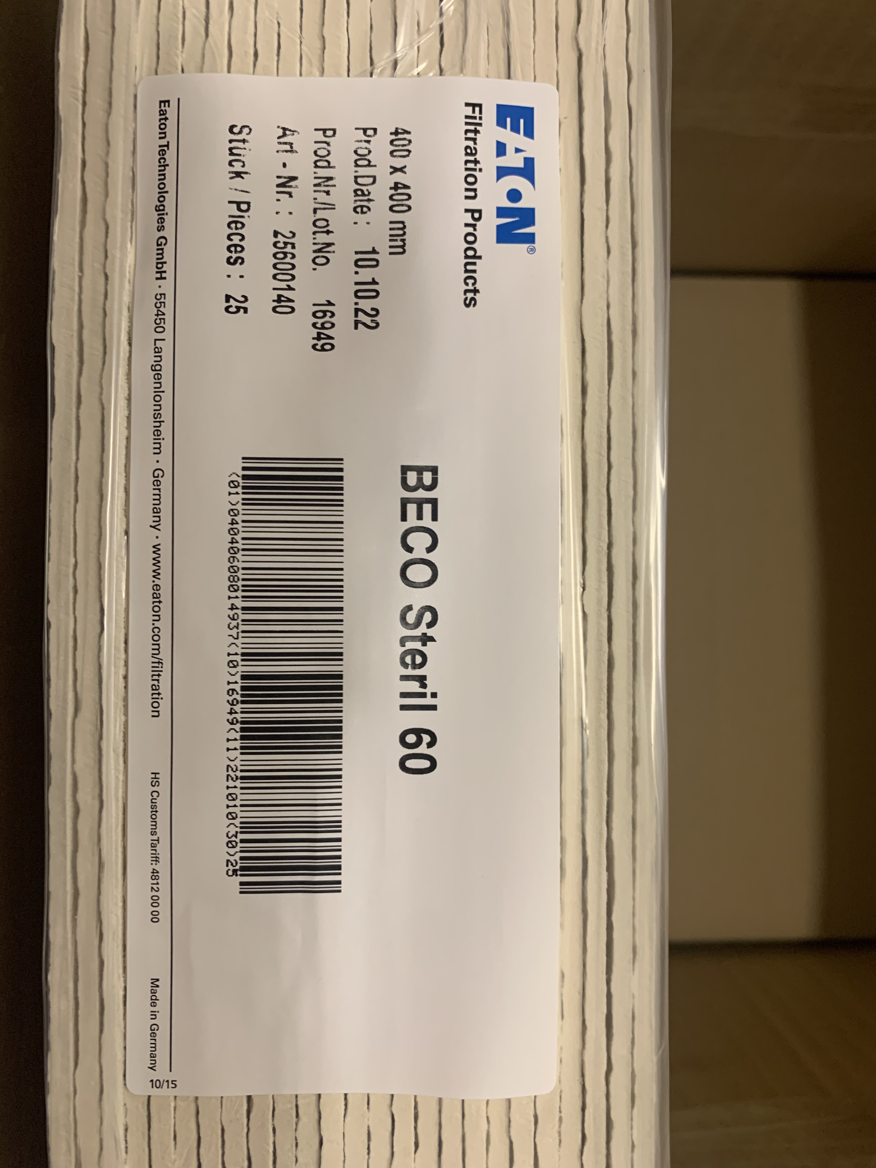 Пресс картон BECO Steril S60 (0.3 микрон) Германия