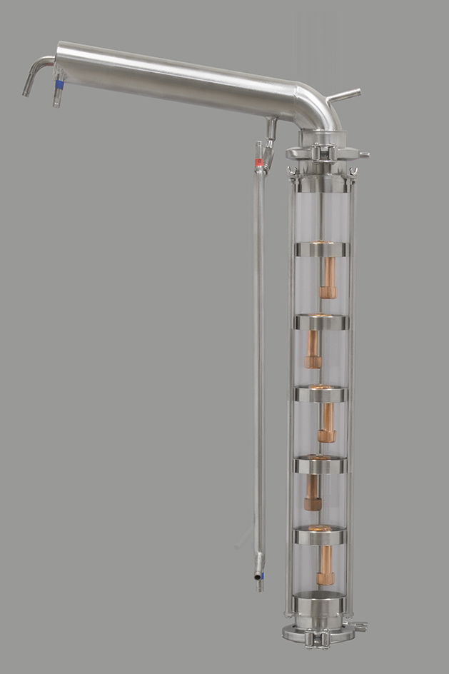 Модульная тарельчатая колонна медь (Д58) ХД-2d в сборе с дефлегматором и малым холодильником